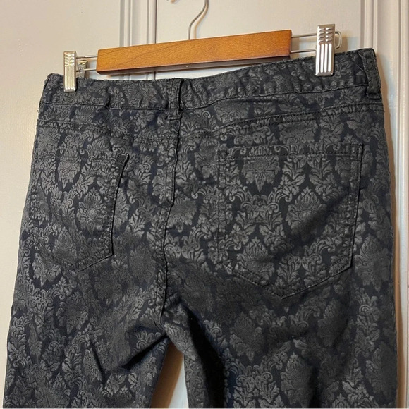 Joe fresh Black Damask Coated Pattern slim coupe etroite Lightweight Pants SZ 8 - Picture 8 of 9